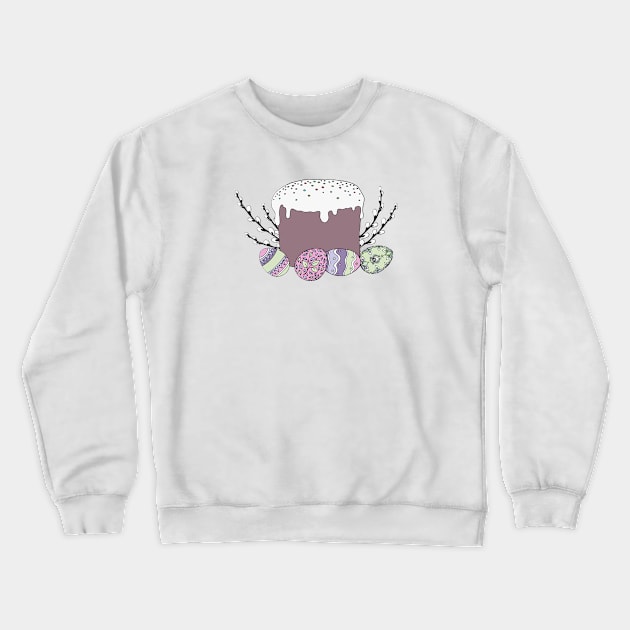 Happy Easter. Trendy Easter design with eggs, Easter cake in pastel colors. Modern style. poster, greeting card Crewneck Sweatshirt by SwetlanaArt